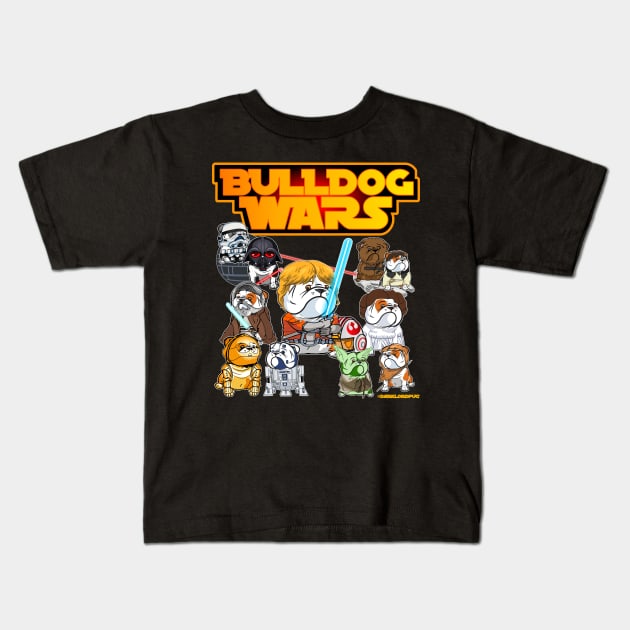 Bulldog Wars Kids T-Shirt by darklordpug